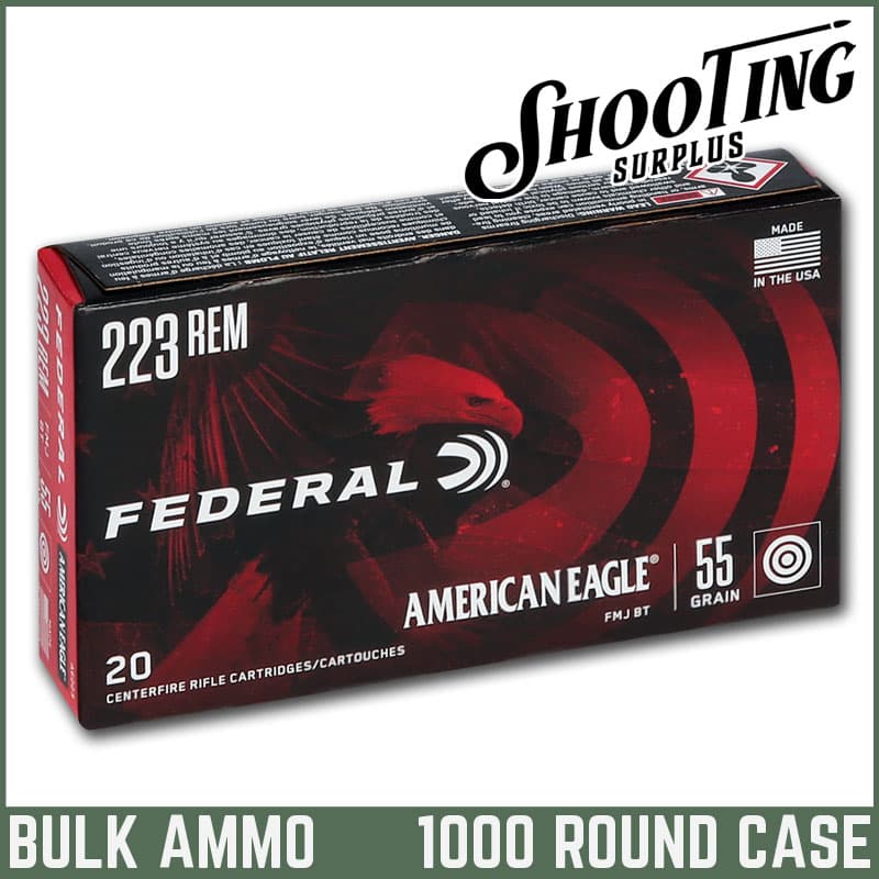 *FREE SHIPPING* Federal American Eagle 223 Remington Full Metal Jacket 55 Grain - CASE \ 1000 Rounds