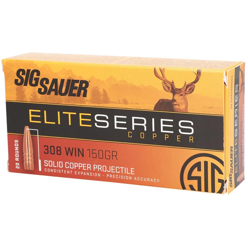 Sig Sauer Elite Hunting Rifle Ammo 308 Winchester Hollow Point 150 Grain 20 Rounds