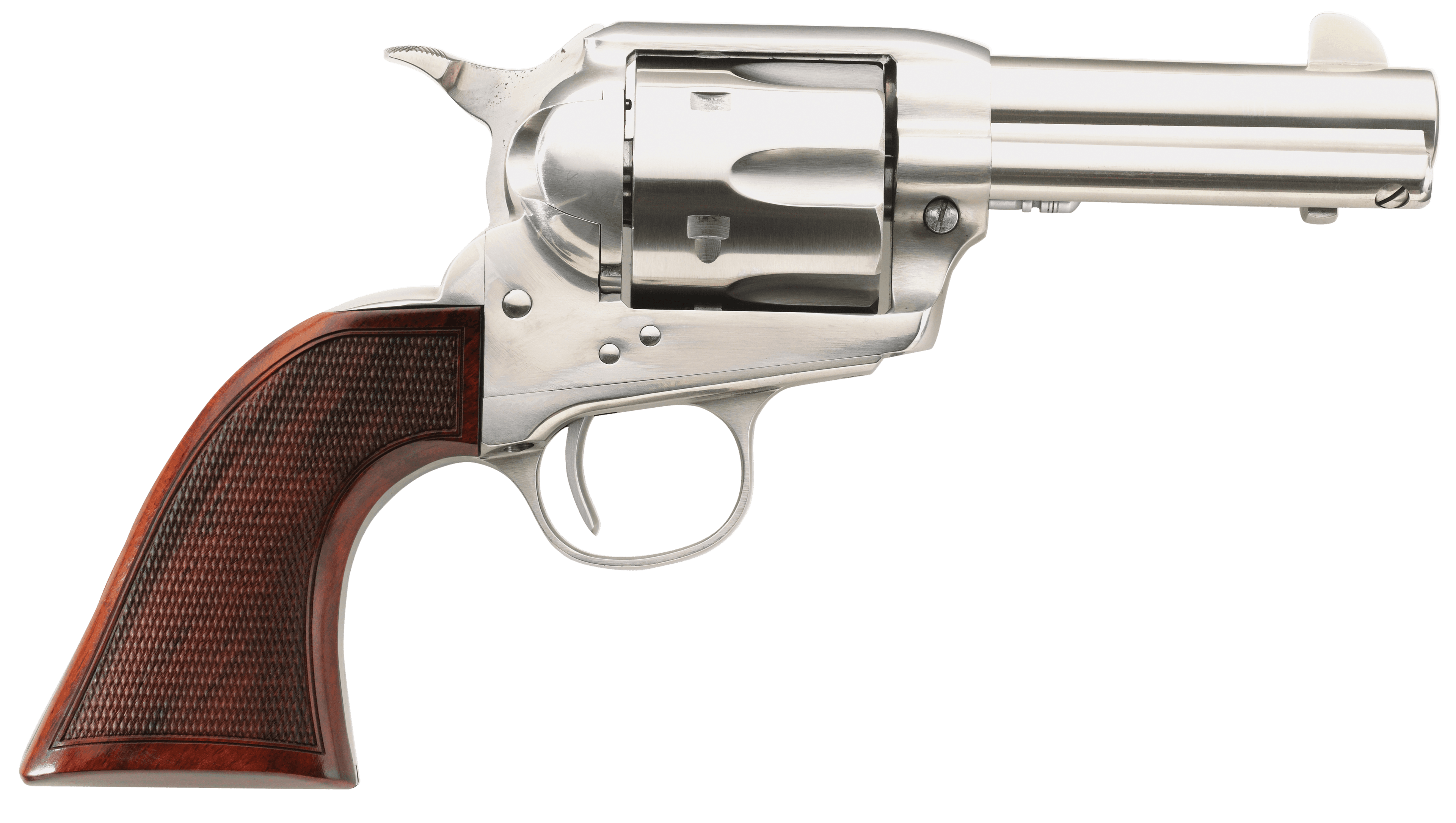 Taylors & Company 550818 Runnin Iron  45 Colt (LC) Caliber with 3.50"  Barrel, 6rd Capacity Cylinder, Overall Stainless Steel Finish & Checkered Walnut Grip