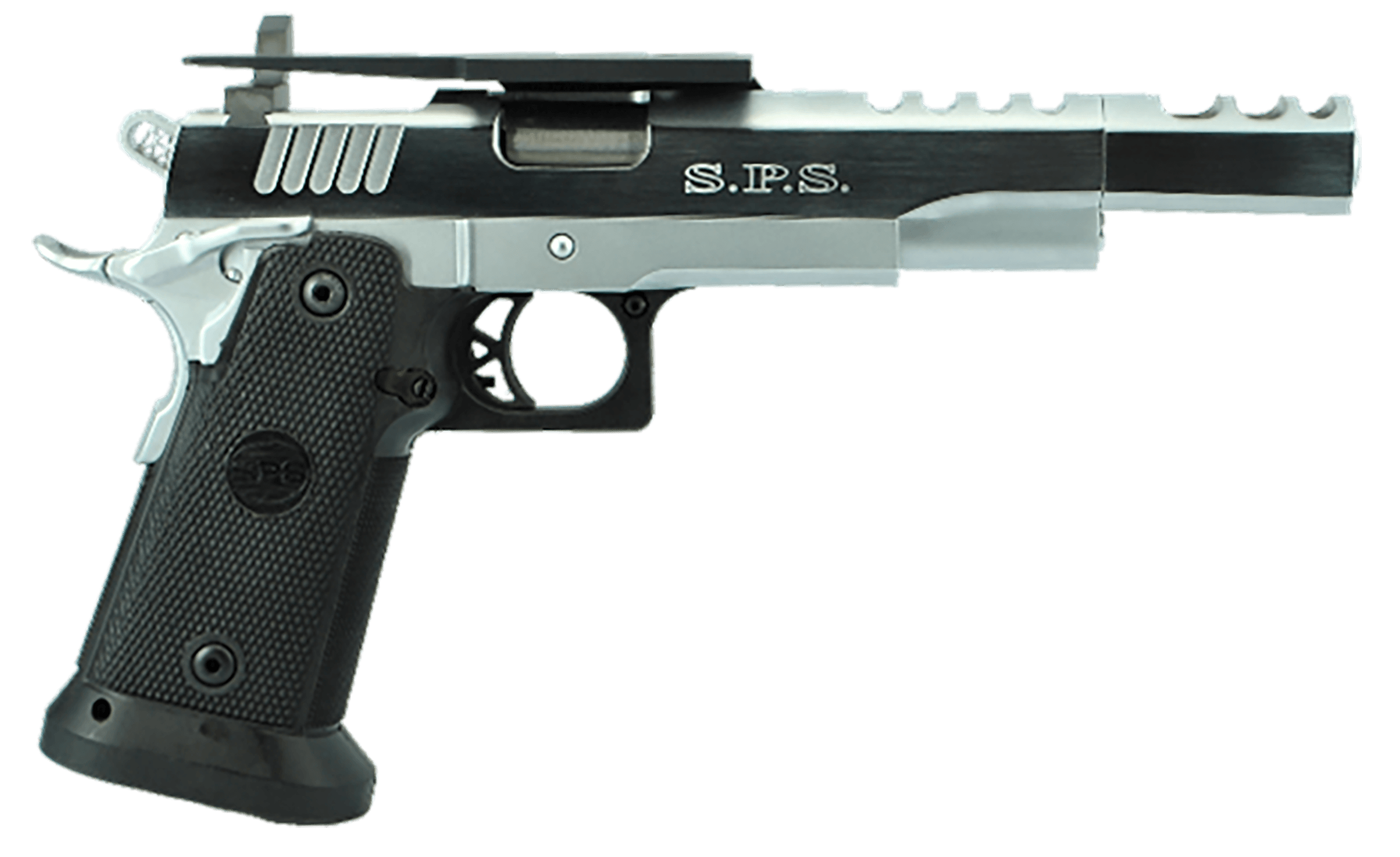 TriStar 85680 SPS Vista Long 1911 38 Super 21+1, 5.50" Black Match Grade Threaded Barrel, Chrome Ported/Serrated Steel Slide, Chrome Steel Frame w/Beavertail, Black Polymer Grip