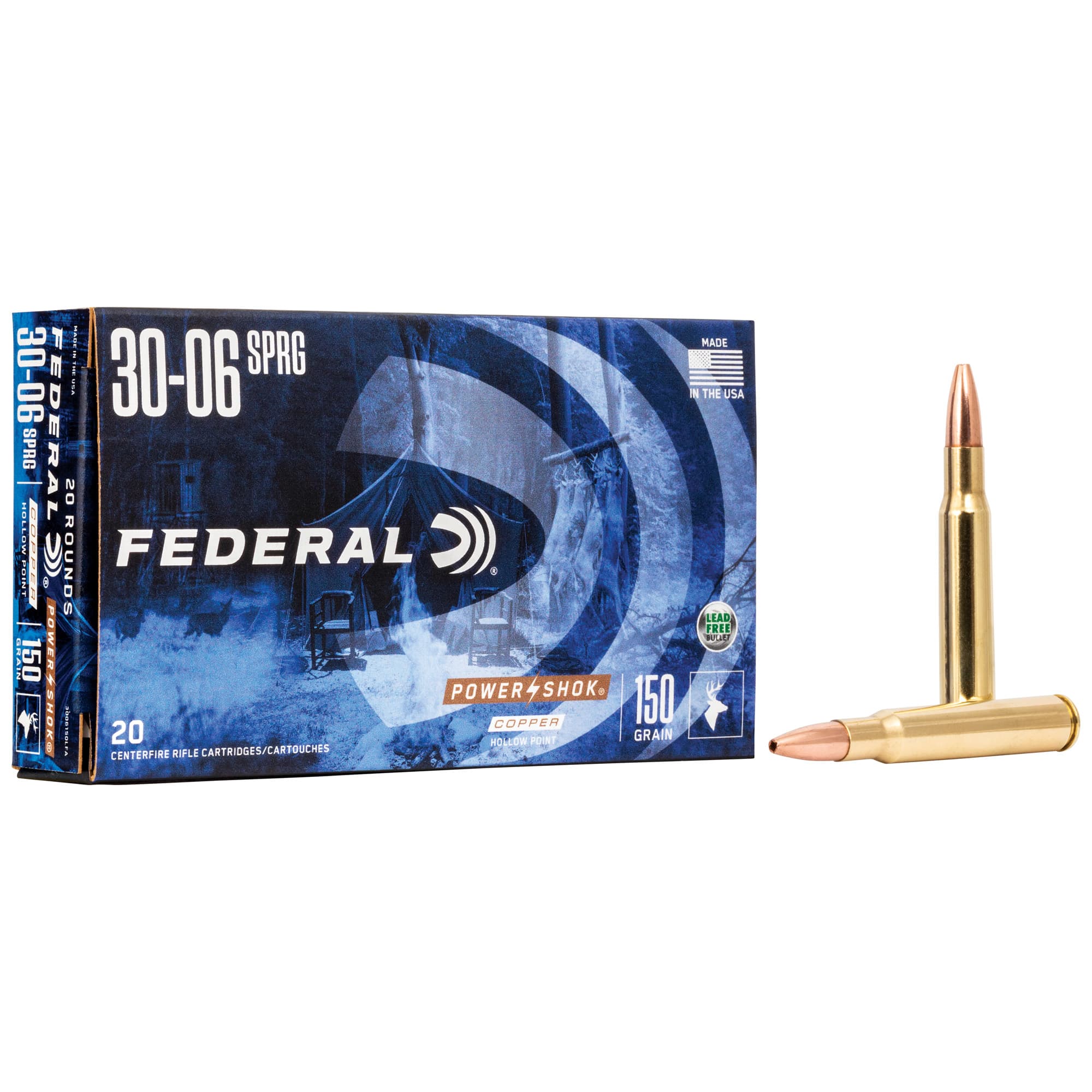 Federal PowerShok 30-06 Springfield Copper Hollow Point 150 Grain 20 Rounds