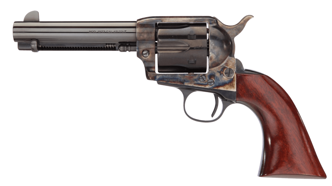 Taylors & Company 555148DE 1873 Cattleman Gunfighter 357 Mag 6rd 4.75" Blued Cylinder & Barrel Color Case Hardened Steel Frame Walnut Army Size Grip (Taylor Tuned)