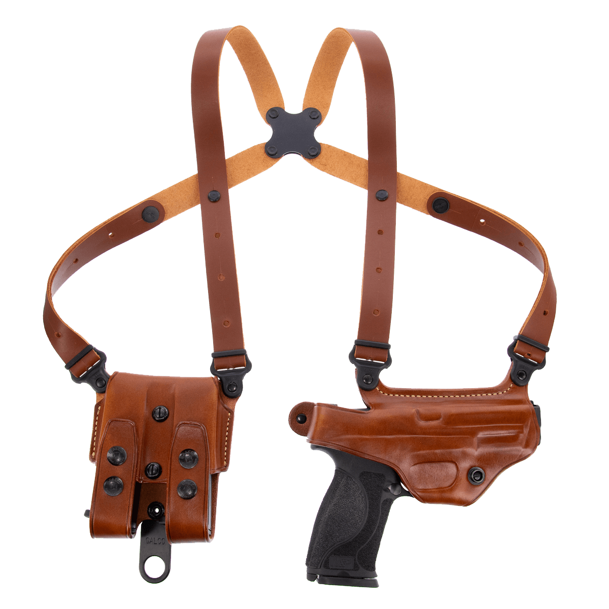 Galco MC202 Miami Classic Shoulder System Size Fits Chest Up To 56" Tan Leather Fits Beretta 92F/FS Fits Taurus PT100 Fits Taurus PT101 Right Hand