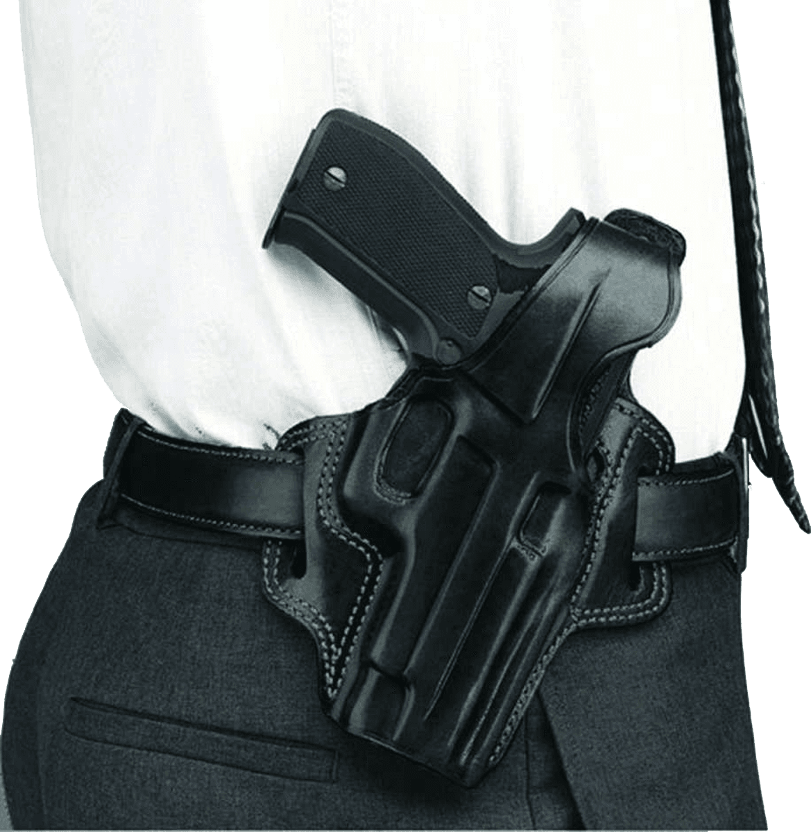 Galco FL226B Fletch  OWB Black Leather Belt Slide Compatible w/Glock 19 Gen1-5/19X/23 Gen2-5/32/45 Belt Up to 1.75" Wide Right Hand