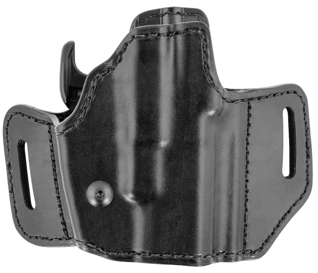 Bianchi 51831 Allusion Assent Pro-Fit OWB Size 11 Black Leather Belt Slide Compatible w/Glock 26/S&W M&P Shield/S&W M&P Compact/FN FNS Compact Belt Up to 1.50" Wide Right Hand