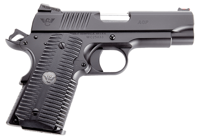 Wilson Combat ACP Compact 9mm Luger 4 Inch 8 Rounds Armor-Tuff Carbon Steel G10 Grip