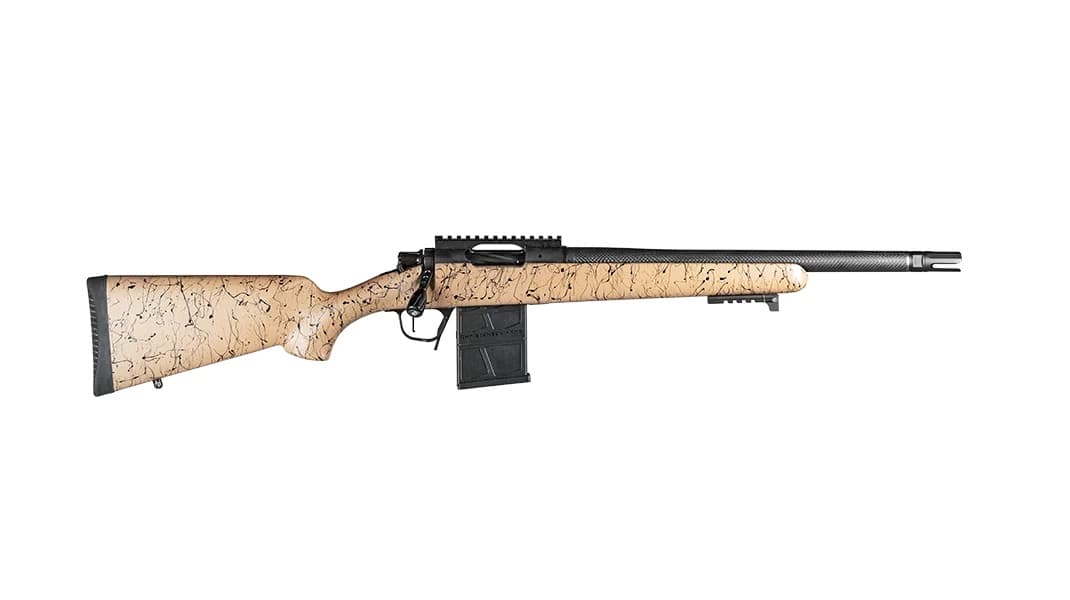 Christensen Arms 8010622000 Ridgeline Scout Full Size 6mm ARC 4+1, 16" Black Nitride Steel Threaded Barrel, Black Nitride Aluminum Receiver, Tan w/Black Webbing Fixed Sporter Stock