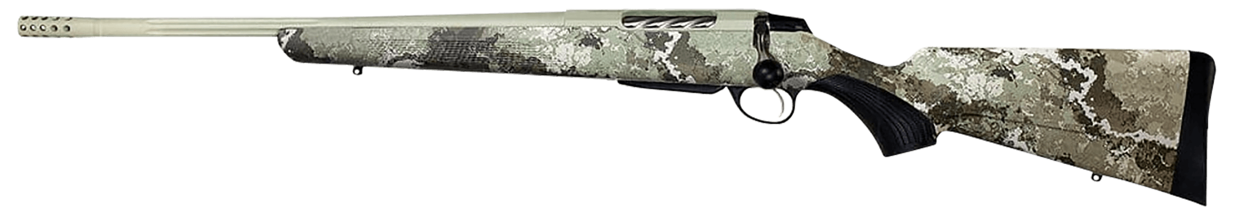 Tikka T3x Lite 6.5 PRC 24.3in 3 Rounds Desert Verde Cerakote Fluted Threaded Barrel Veil Alpine Stock Muzzle Brake