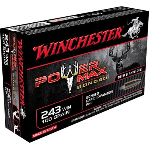 Winchester Power Max Bonded 243 Winchester Hollow Point 100 Grain 20 Rounds