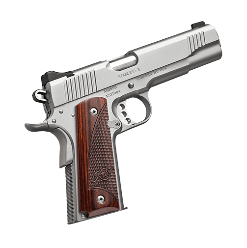 Kimber Mfg, Inc 3200328 Stainless II  Full Size Frame 45 ACP 7+1 5" Stainless Match Grade Barrel, Satin Silver Serrated Stainless Steel Slide & Frame w/Beavertail, Rosewood Grip