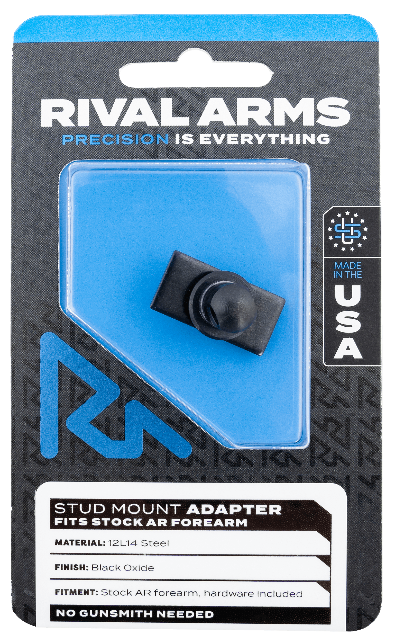 Rival Arms RA-RA92M6B Stud Mount Adapter 12L14 Steel Oxide for AR Forearm