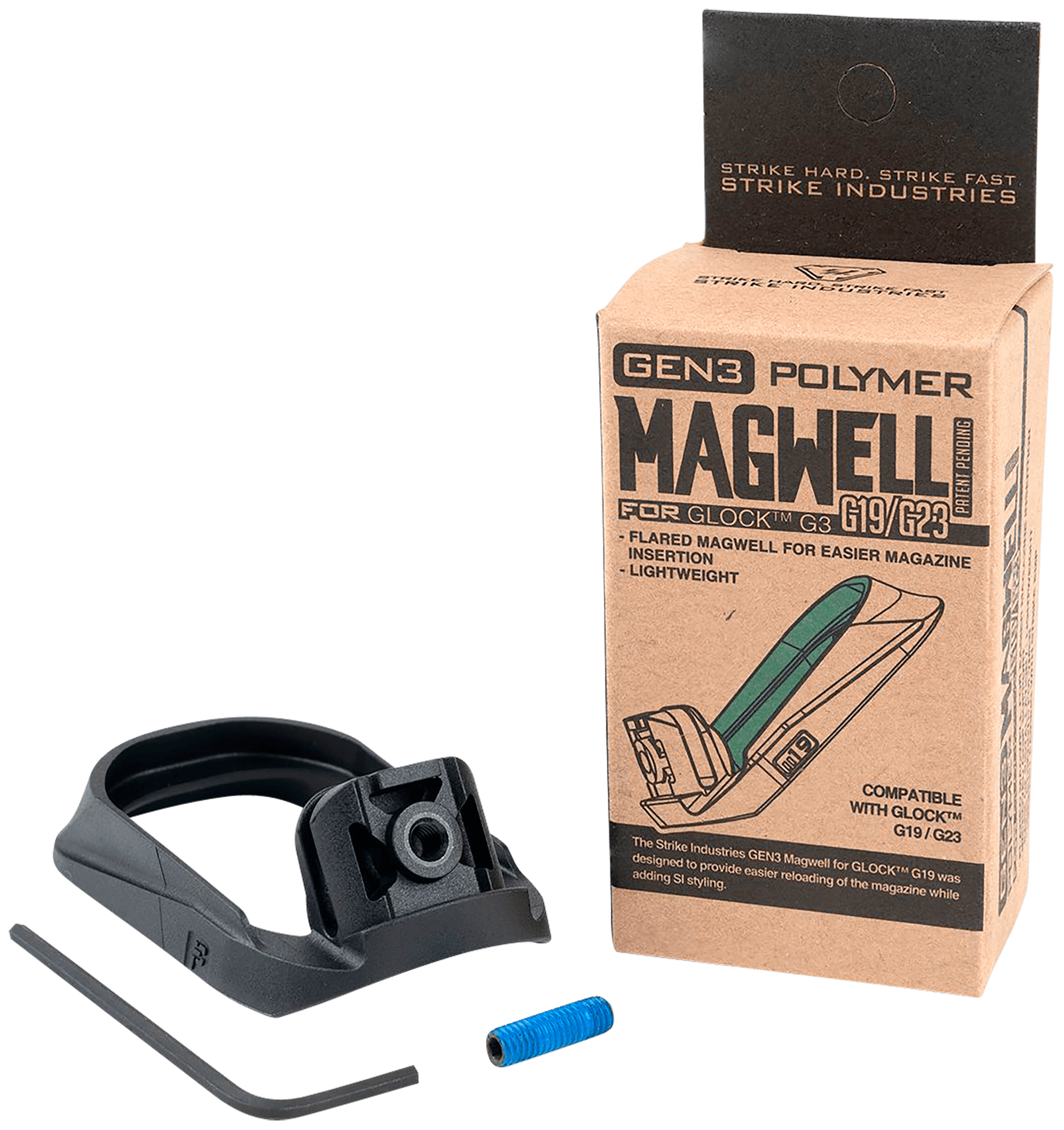 Strike Industries G3MAGWELL19 Flared Magwell Polymer for Gen 3 Glock 19 23