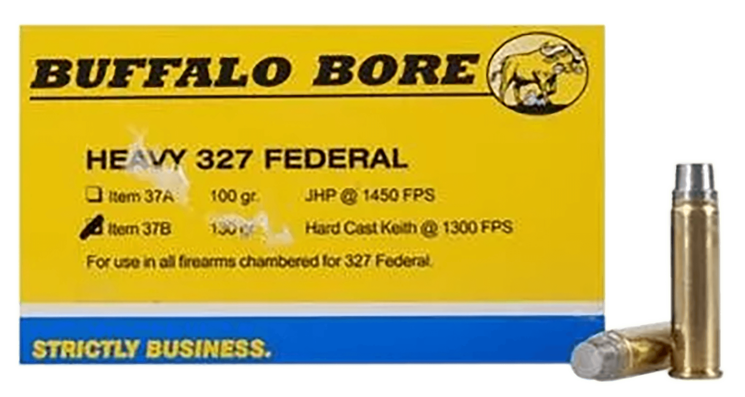 Buffalo Bore Ammunition 37B20 Heavy Strictly Business 327Federal Mag 130gr Hard Cast 20 Rounds