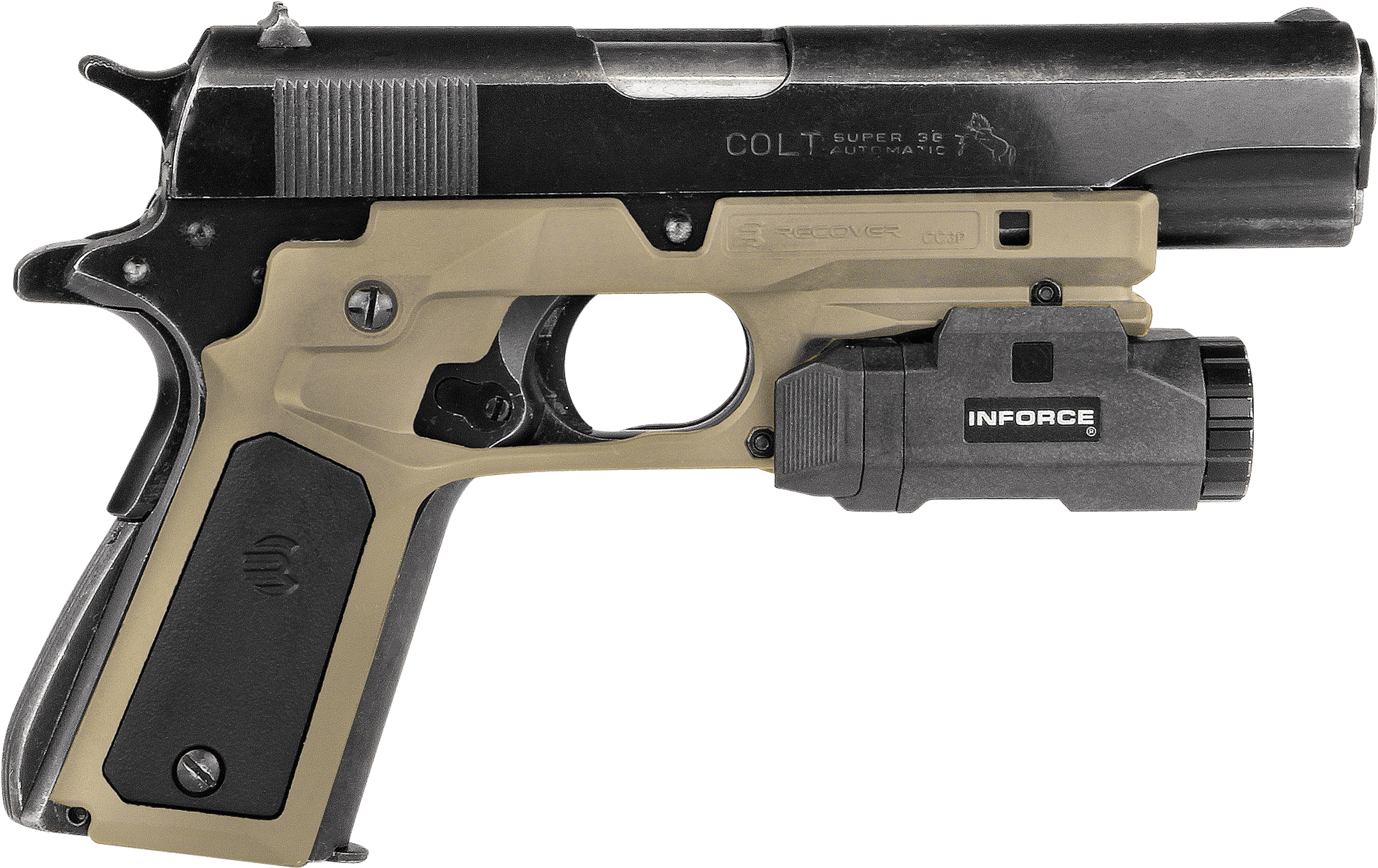 Recover Tactical CC3P0201 Frame Grip  Tan Polymer Frame with Interchangeable Black & Tan Panels for Standard Frame 1911