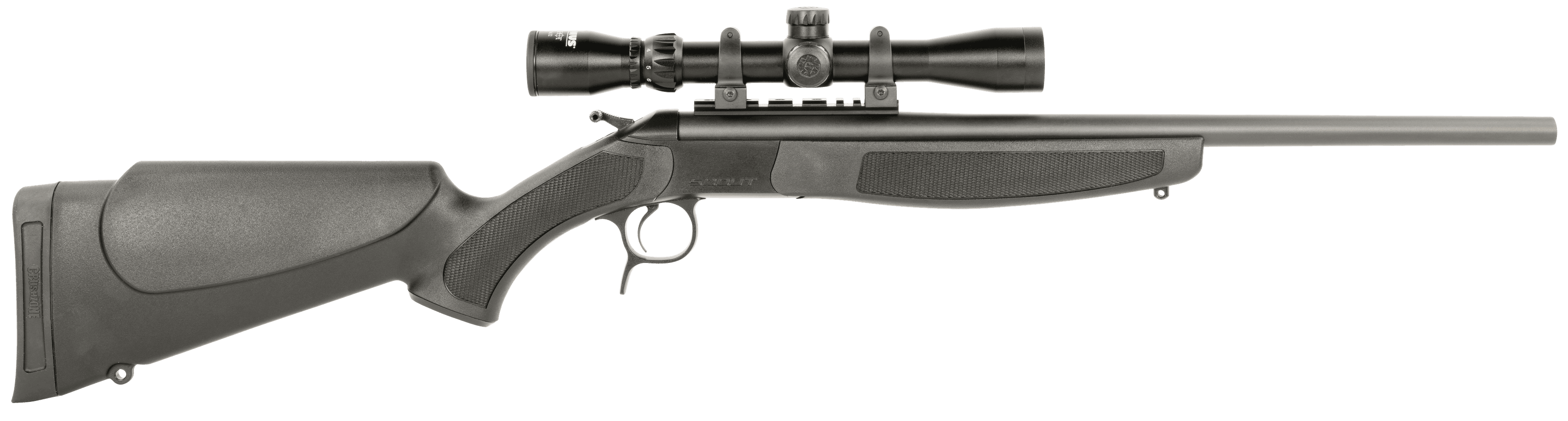 CVA CR4817WP Scout  Full Size 350 Legend 1 Shot, 20" Matte Blued Steel Barrel & Receiver, Black Fixed Stock, Includes 3-9x32mm Scope, Ambidextrous