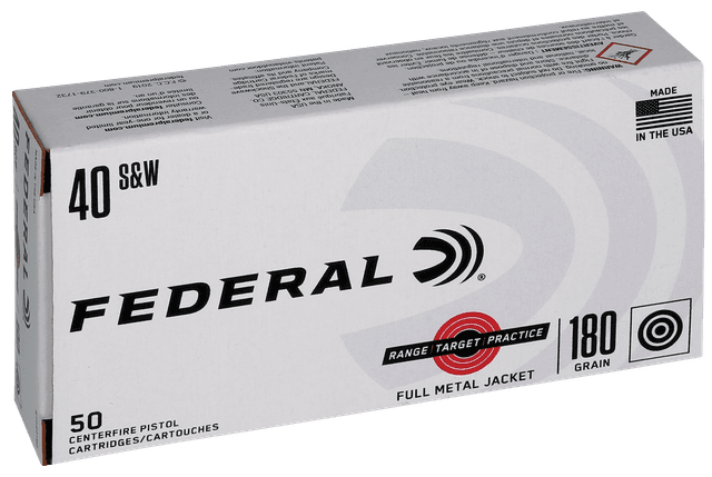 Federal Range Target Practice 40 S&W Full Metal Jacket 180 Grain 50 Rounds