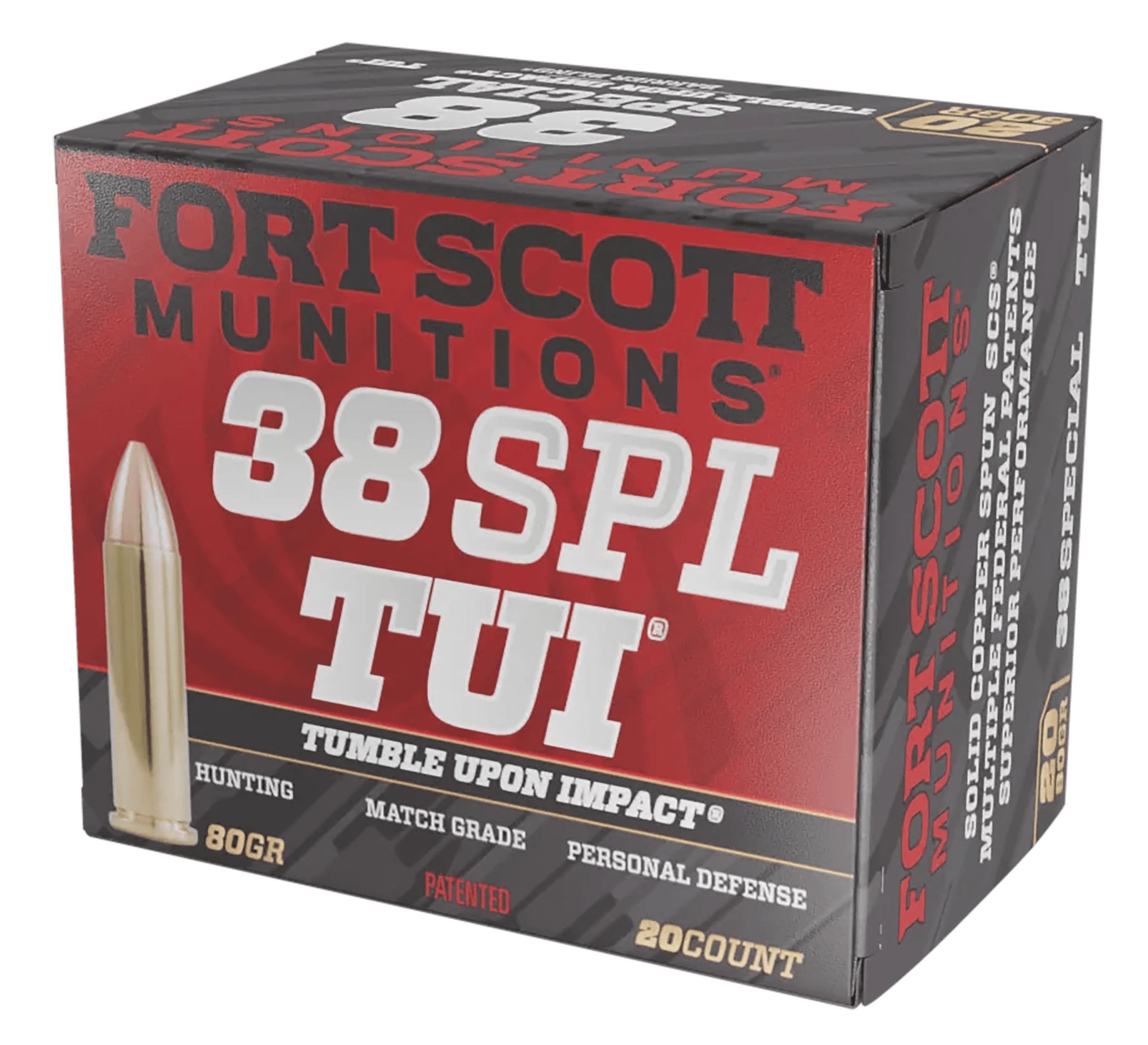 Fort Scott Munitions Pistol Ammo 38 Spl 80 gr. TUI 20 rd.