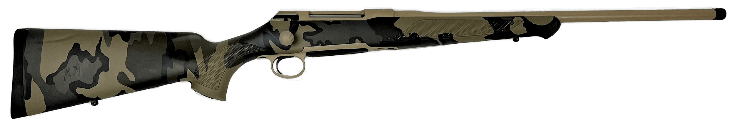 Sauer S1KVIAST65CT 100  6.5 Creedmoor 5+1 22" Threaded Barrel & Steel Receiver, Tan Metal Finish, KUIU Verde Camo Ergo MAX Synthetic Stock, Adjustable Single-Stage Trigger, Three-Position Safety