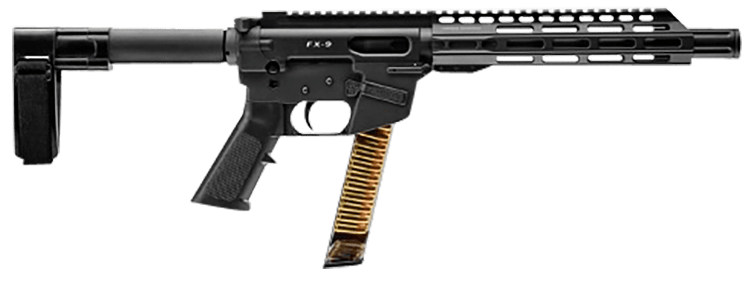 FREEDOM ORDNANCE FX9P10SBM FX-9  9mm Luger 32+1 10", Black, M-LOK Handguard, SB Mini Brace, A2 Grip, 3" Faux Suppressor