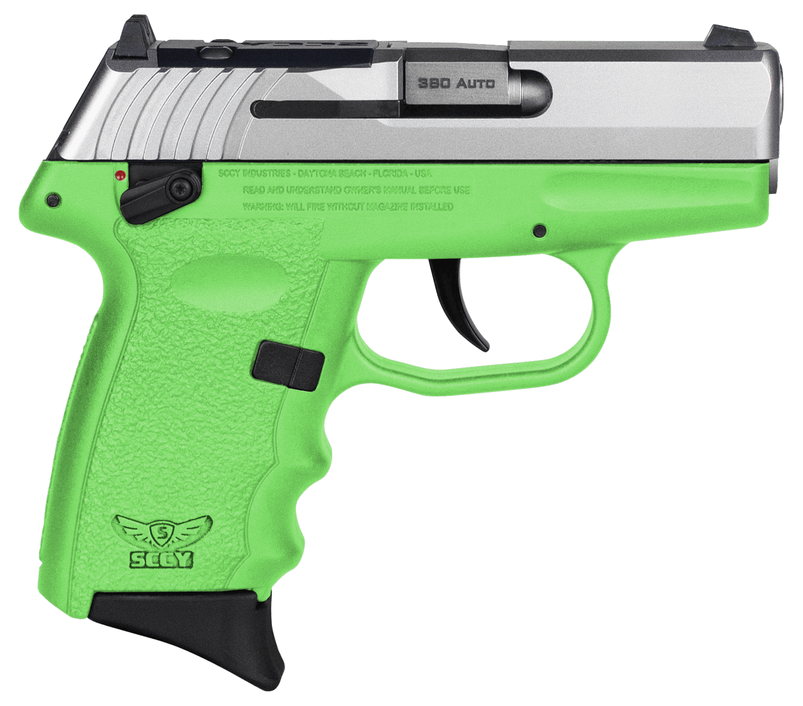 SCCY Industries CPX4TTLGRDRG3 CPX-4 RD 380 ACP 10+1 2.96" Lime Green Polymer/Serrated Stainless Steel Slide/Finger Grooved Lime Green Polymer Grip