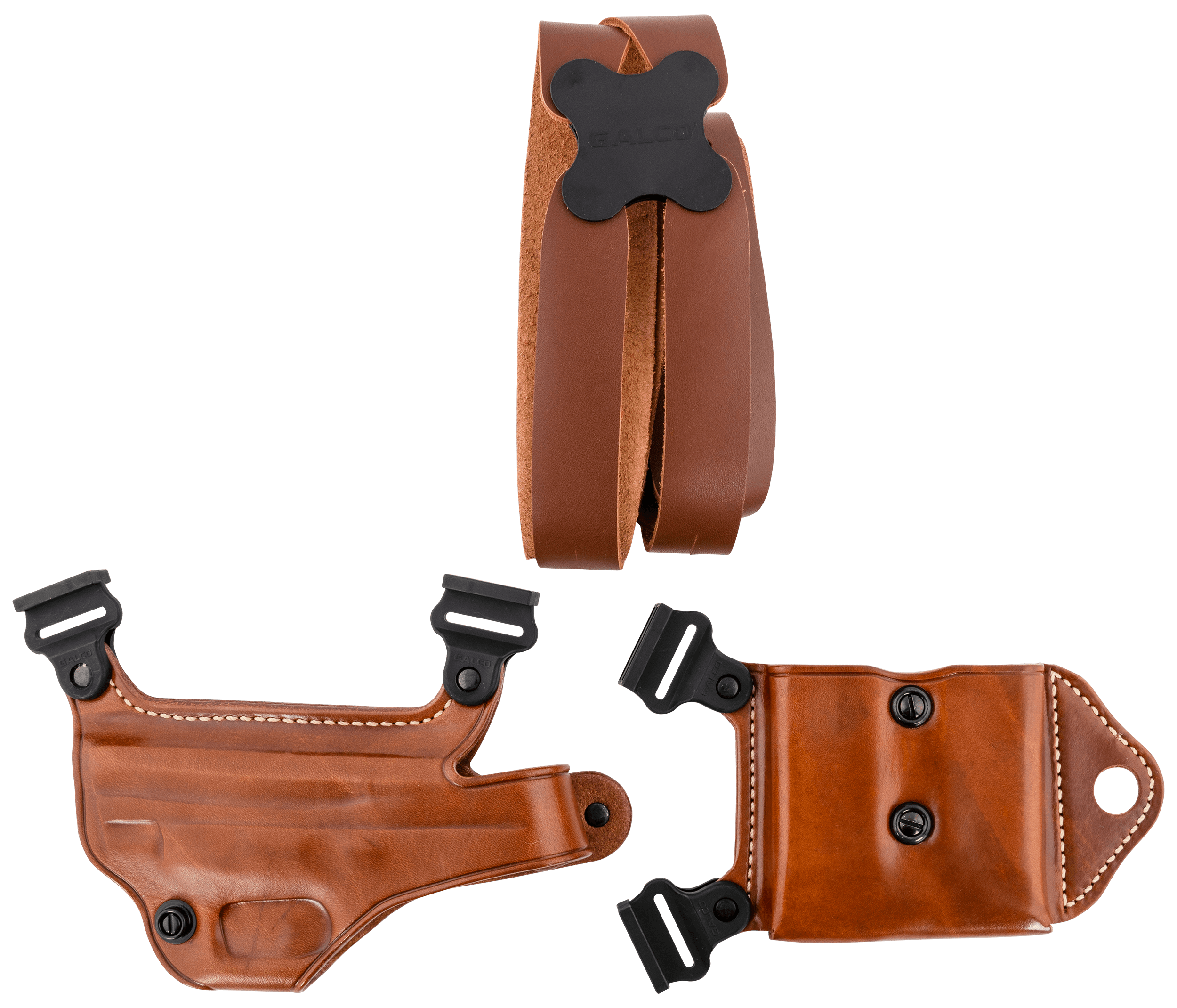 Galco MCII653 Miami Classic II Shoulder System Size Fits Chest Up To 56" Tan Leather Compatible w/S&W M&P Shield/Glock 43/43X/Springfield Hellcat Pro