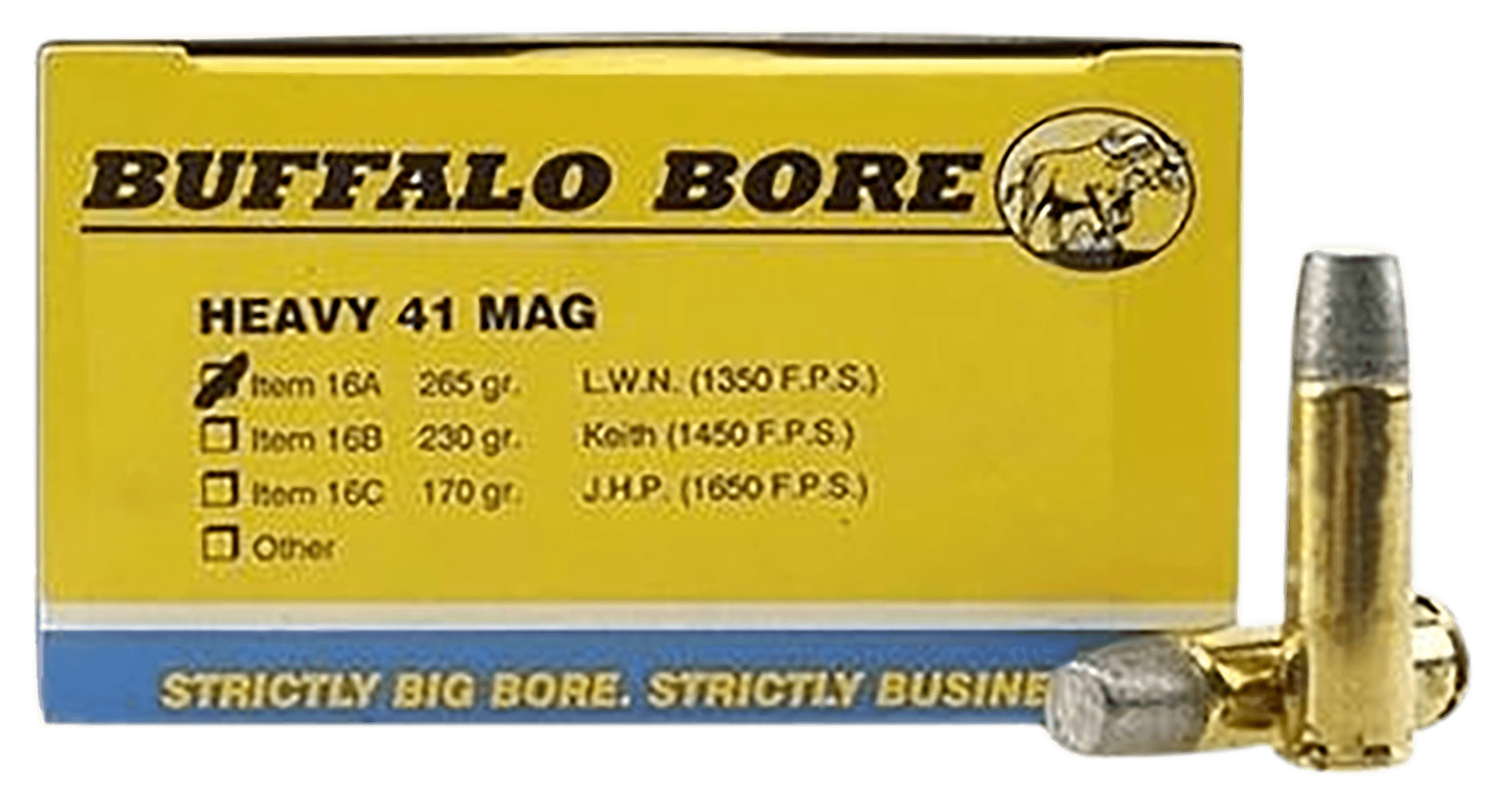 Buffalo Bore Ammunition 16A20 Heavy Strictly Business 41Rem Mag 265gr Hard Cast Lead 20 Rounds
