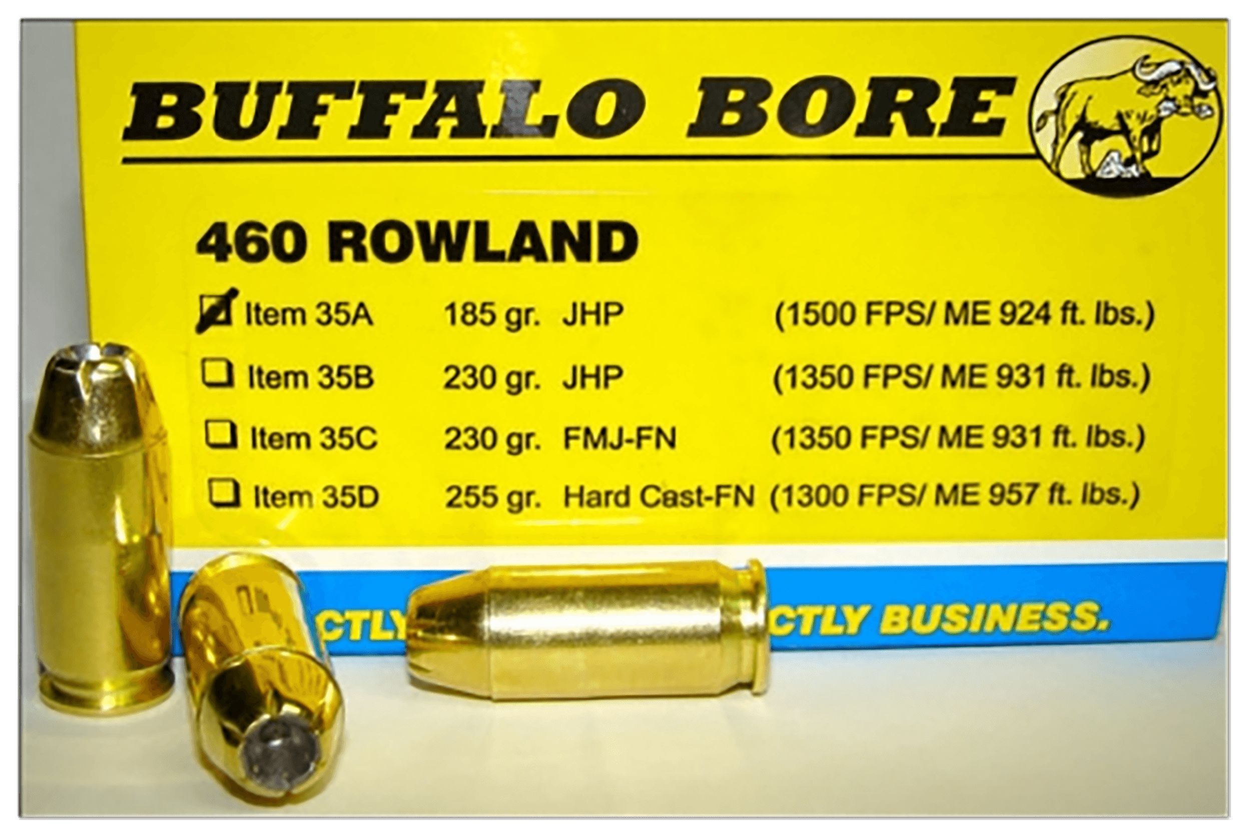 Buffalo Bore Ammunition 35A20 Personal Defense Strictly Business 460Rowland 185gr Jacket Hollow Point 20 Rounds