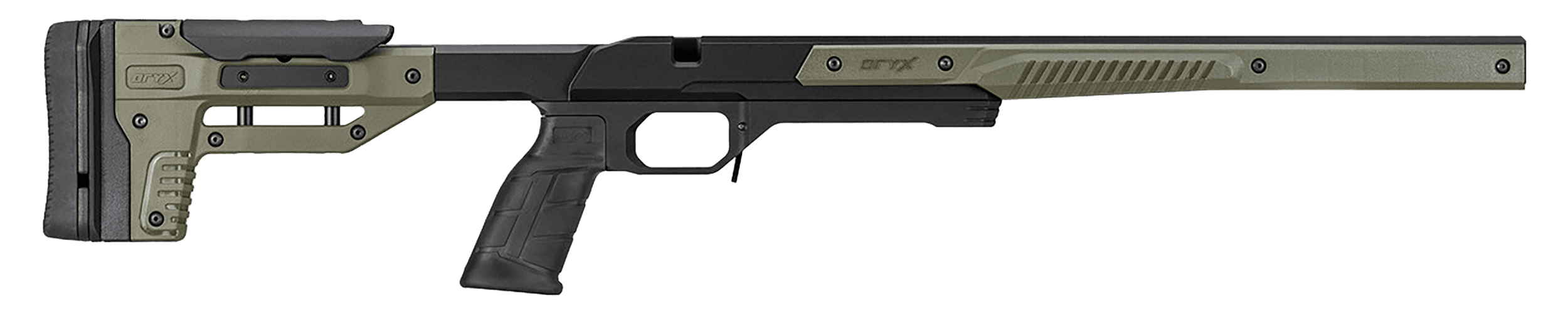 MDT Oryx Chassis OD Green Black Adjustable Cheekrest MLOK Forend AICS Compatible Savage Axis