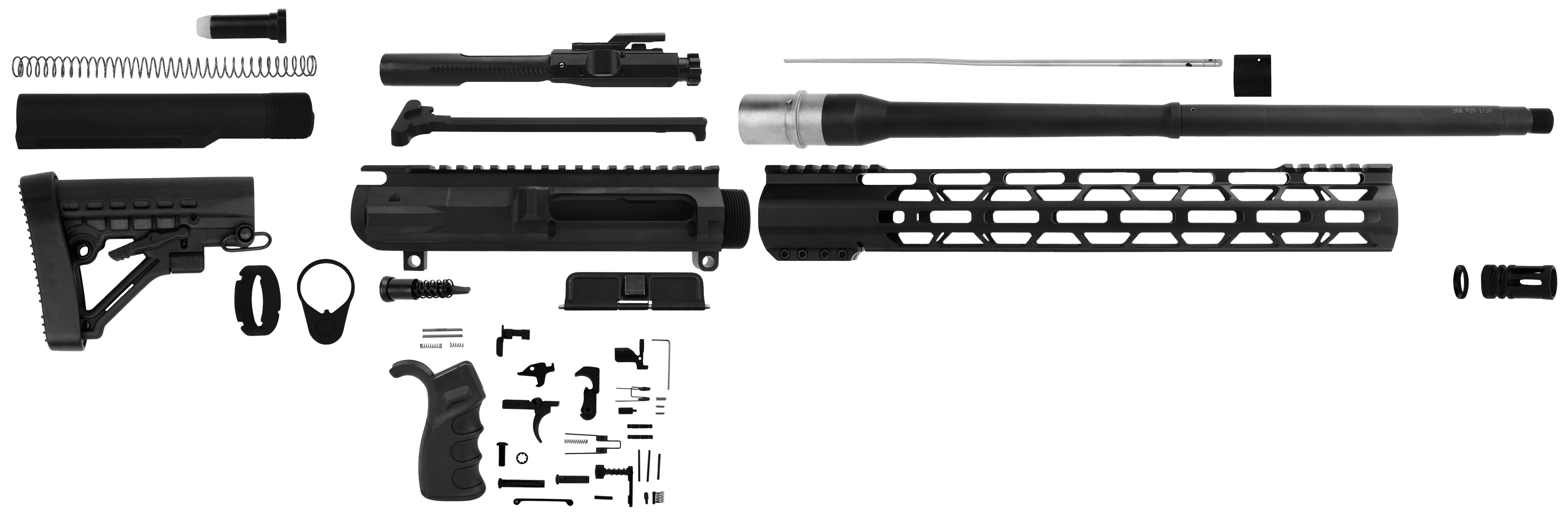 TacFire Ssrk308lpk18bn Ar Build Kit Rifle 308 Win Ar-10 Aluminum 5/8-24