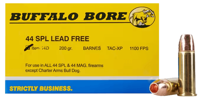 Buffalo Bore Ammunition 14D20 Buffalo-Barnes Strictly Business 44S&W Spl 200gr Barnes TAC-XP Lead Free 20 Rounds
