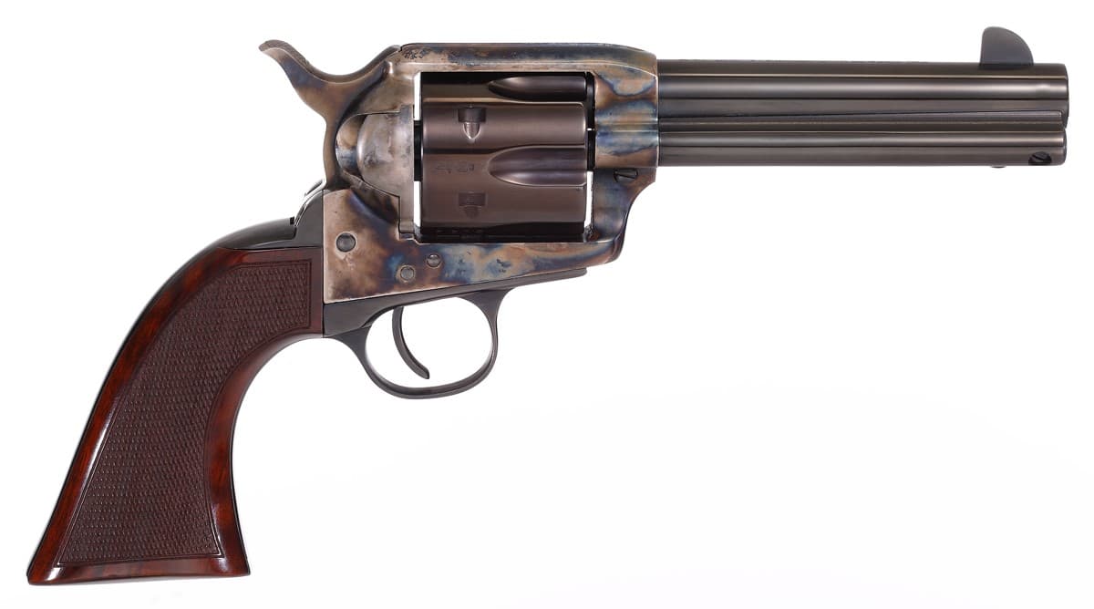 Taylors and Company Gunfighter 45 Colt 4.75 Inch 6 Rounds Blued Walnut Grip