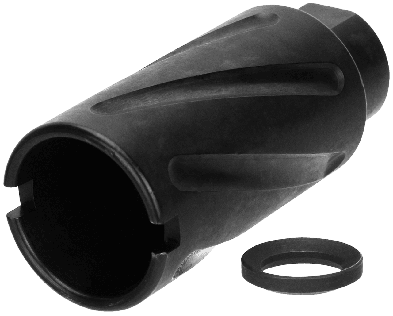 TacFire Spiral Fluted 9mm Muzzle Brake AR 1/2-36 Threads 2.60in 1.12in