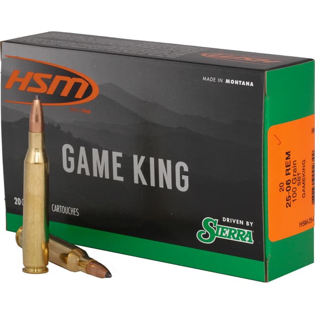 HSM Game King 25-06 Remington Sierra Spitzer Boat Tail 100 Grain 20 Rounds