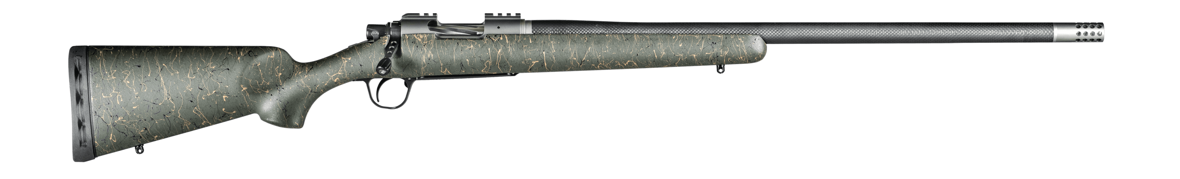 Christensen Arms CA10268H14233 Summit TI  Full Size 6.5 Creedmoor 4+1, 24" Natural Titanium Steel Threaded Barrel, Natural Titanium Aluminum Receiver Green w/Black/Tan Webbing Fixed Sporter Stock