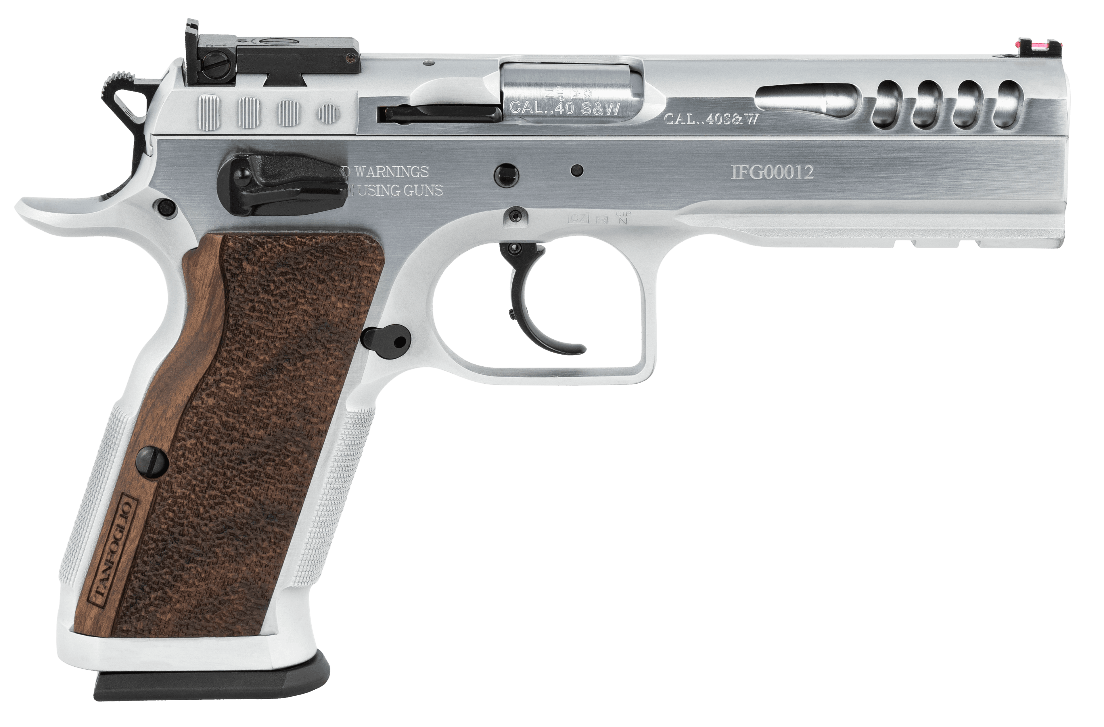Tanfoglio IFG TFSTOCKM40 Defiant Stock Master LG 40 S&W 14+1 4.75" Hard Chrome Steel/Wood Grip