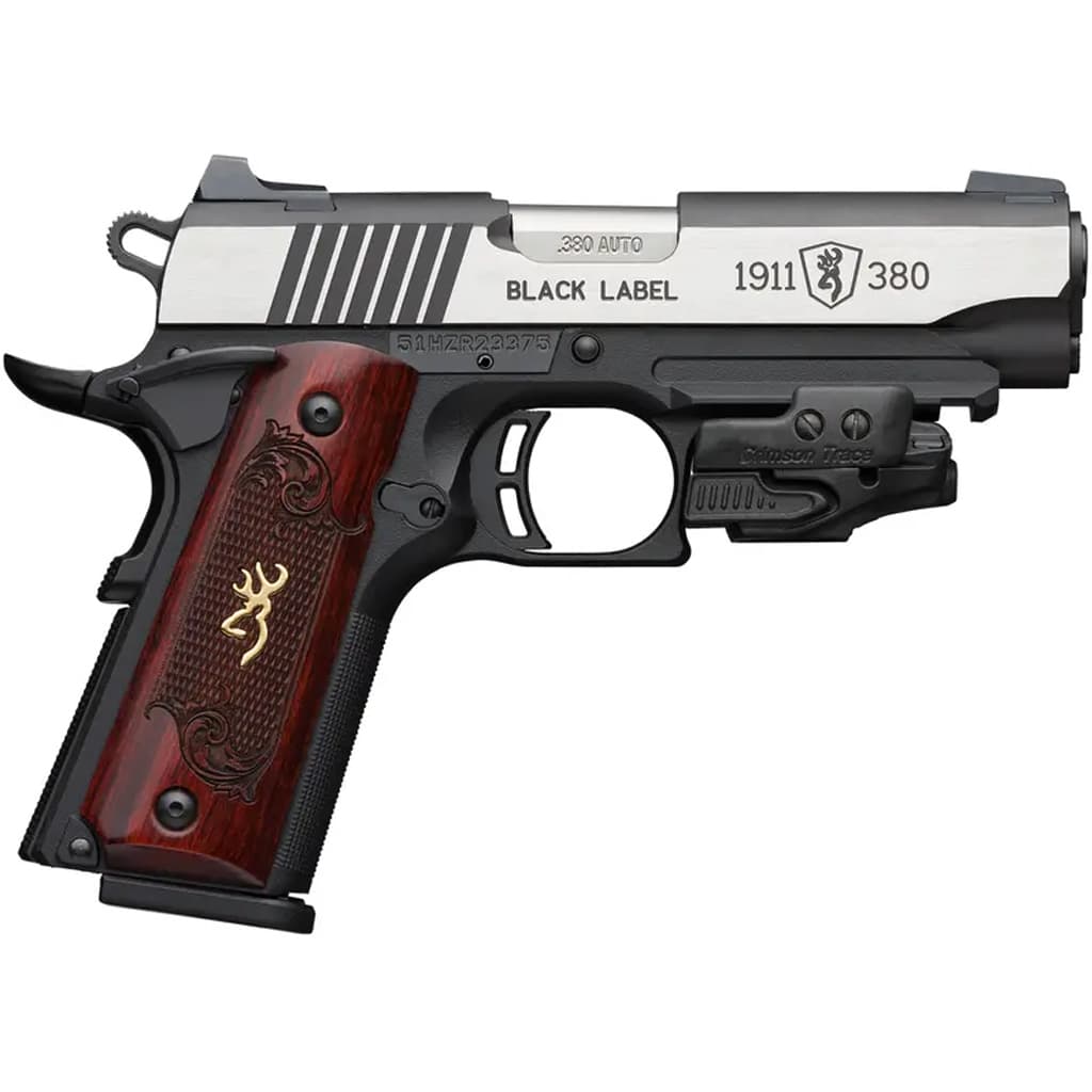 Browning 1911-380 380 ACP 3.625 in 8 Rounds Black Label Wood Crimson Trace