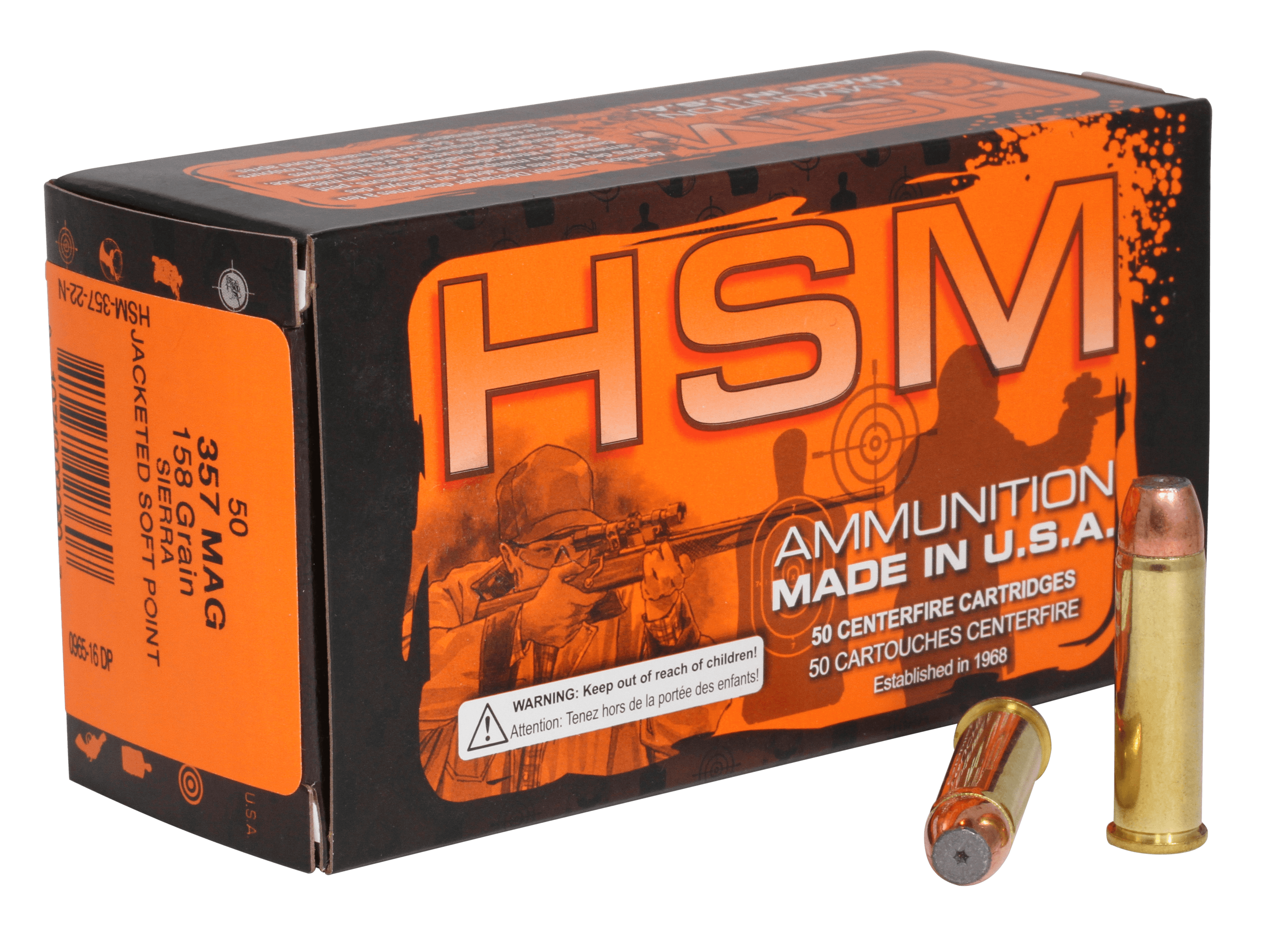 Hsm Pro Pistol 357 Magnum Jacketed Soft Point 158 Grain 50 Rounds