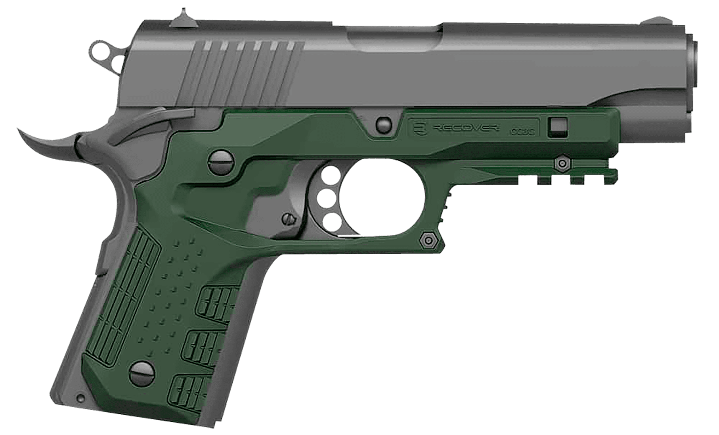 Recover Tactical CC3C03 Grip Rail System for Compact 1911 Green Picatinny