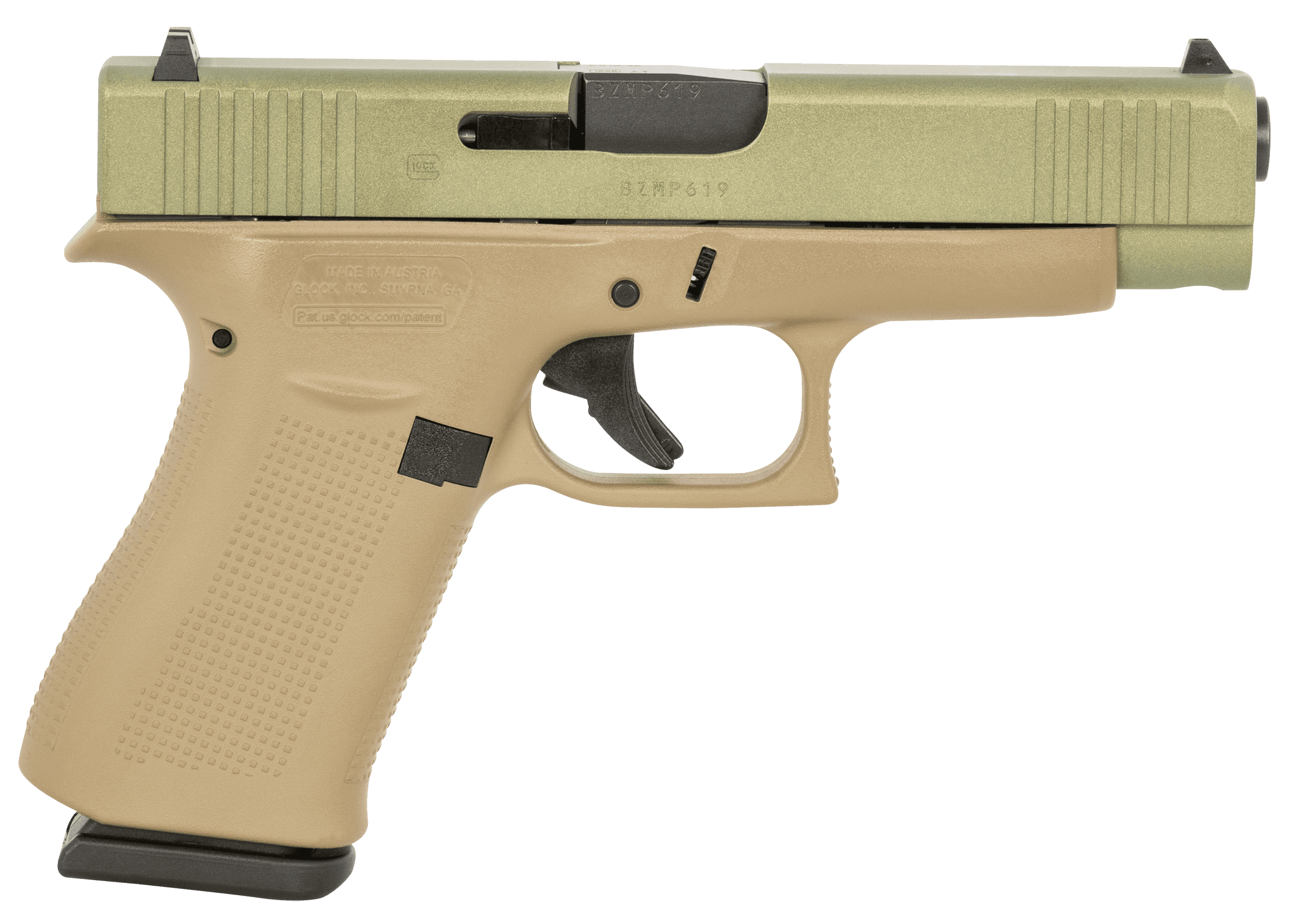 Glock G48 9mm Luger 4.17in 10rd Agoge Green Slide Coyote Tan Frame