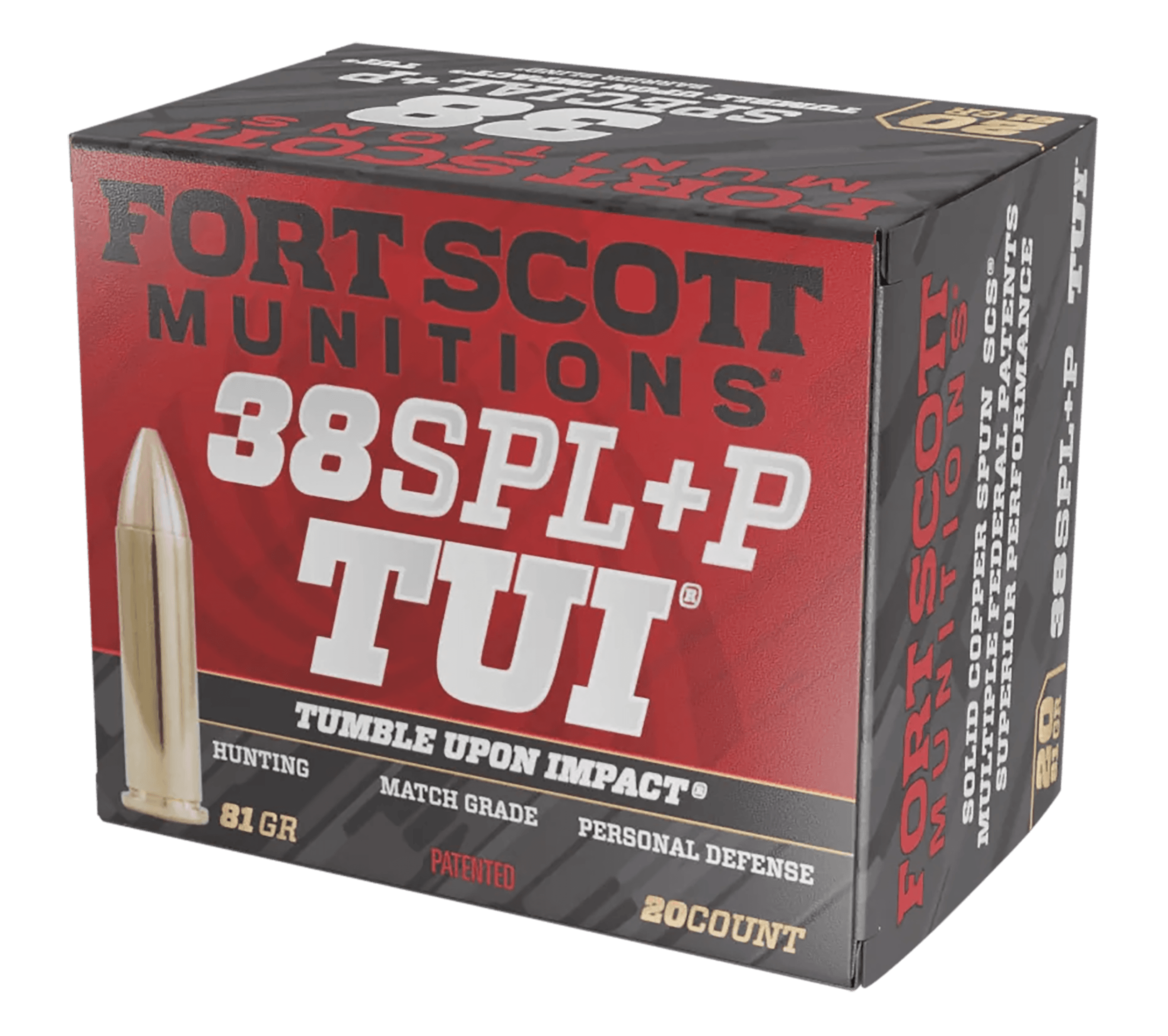 Fort Scott Munitions Pistol Ammo 38 Spl +P 81 gr. TUI 20 rd.