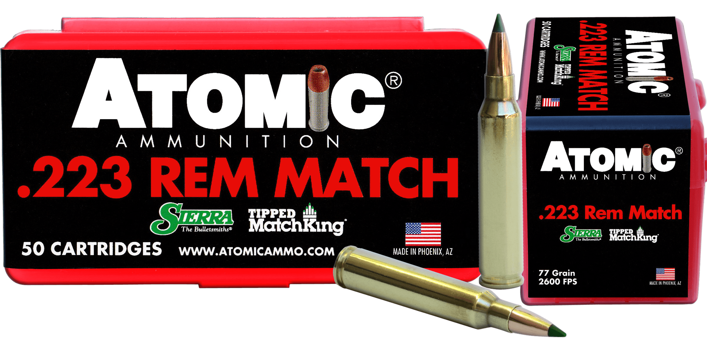 Atomic Ammunition 00452 Rifle Match 223Rem 77gr Tipped MatchKing 50 Rounds
