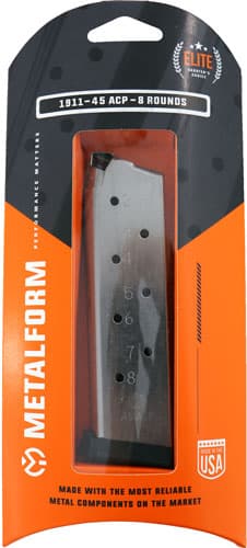 Metalform 1911 Magazine 45 ACP Stainless Steel 8 Round Capacity Removable Base