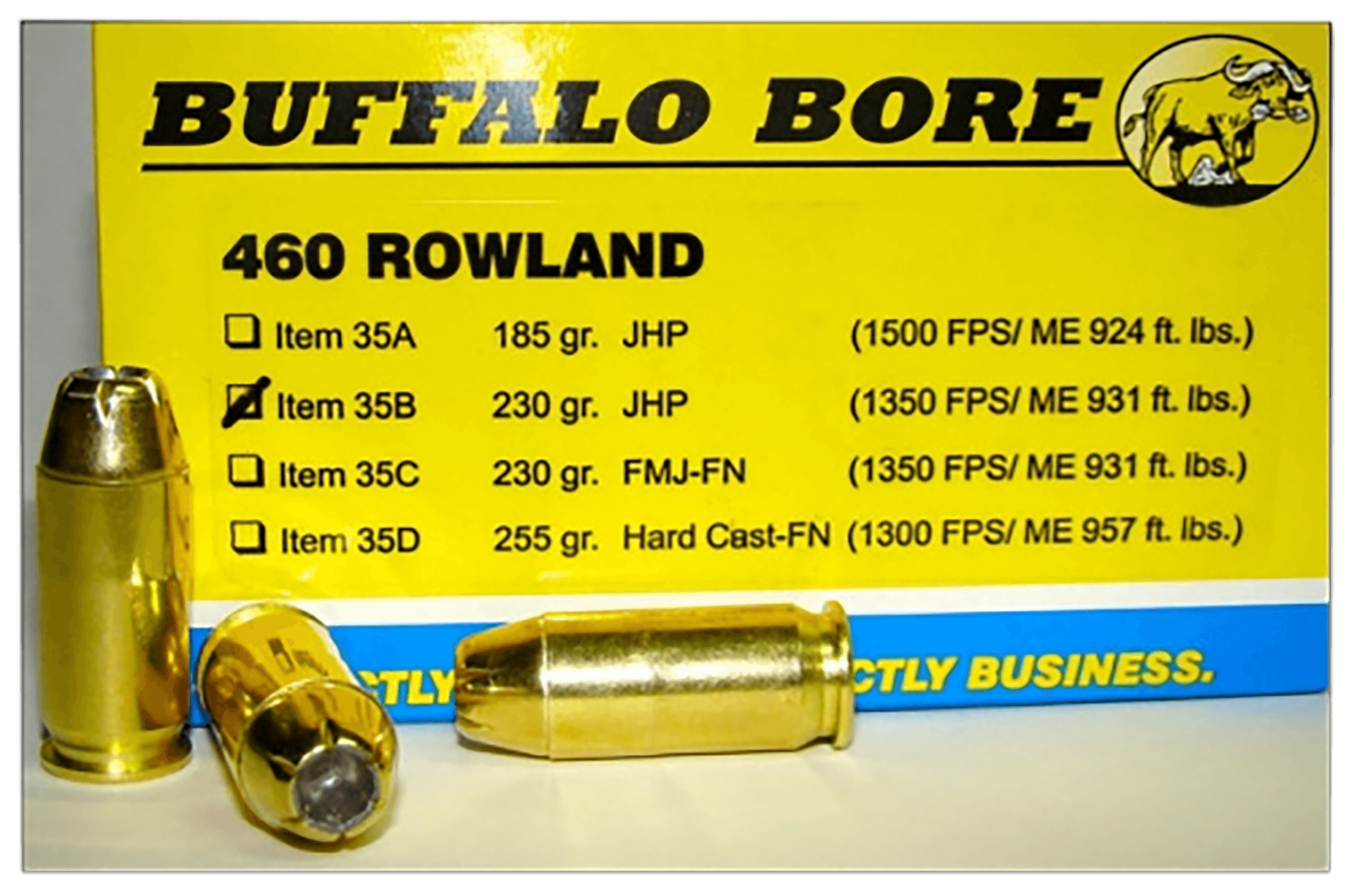 Buffalo Bore Ammunition 35B20 Personal Defense Strictly Business 460Rowland 230gr Jacket Hollow Point 20 Rounds