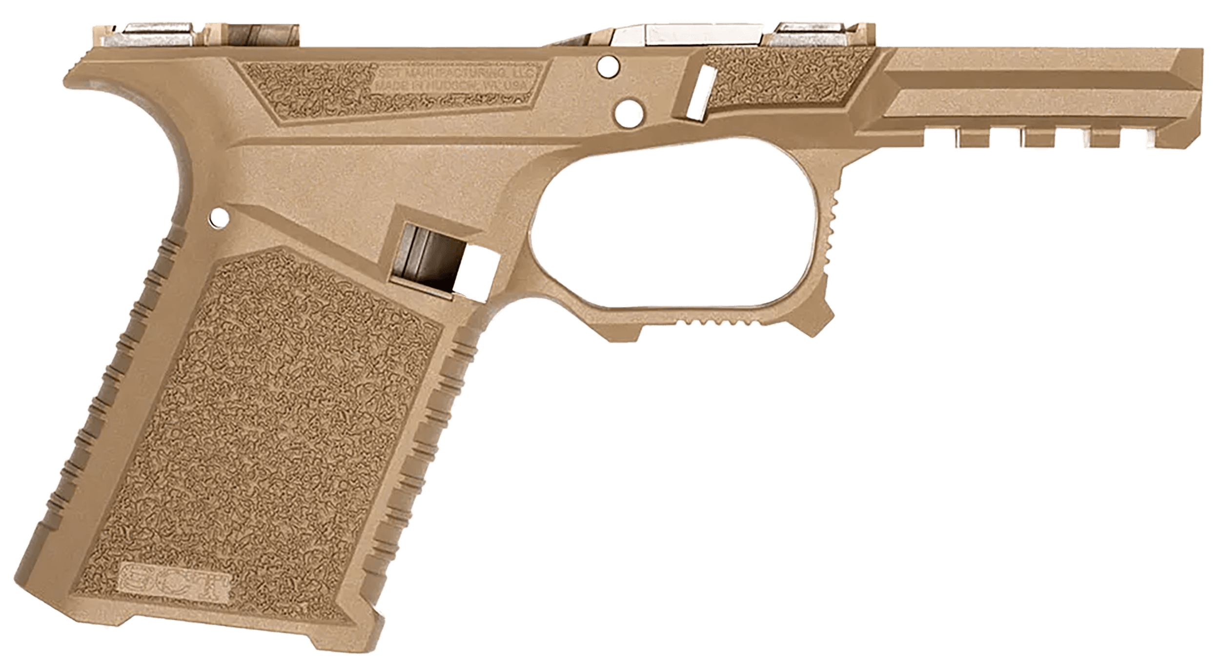 Sct Manufacturing 0225000100IA Compact  Compatible w/ Gen3 19/23/32 Flat Dark Earth Polymer Frame Aggressive Texture Grip Includes Locking Block