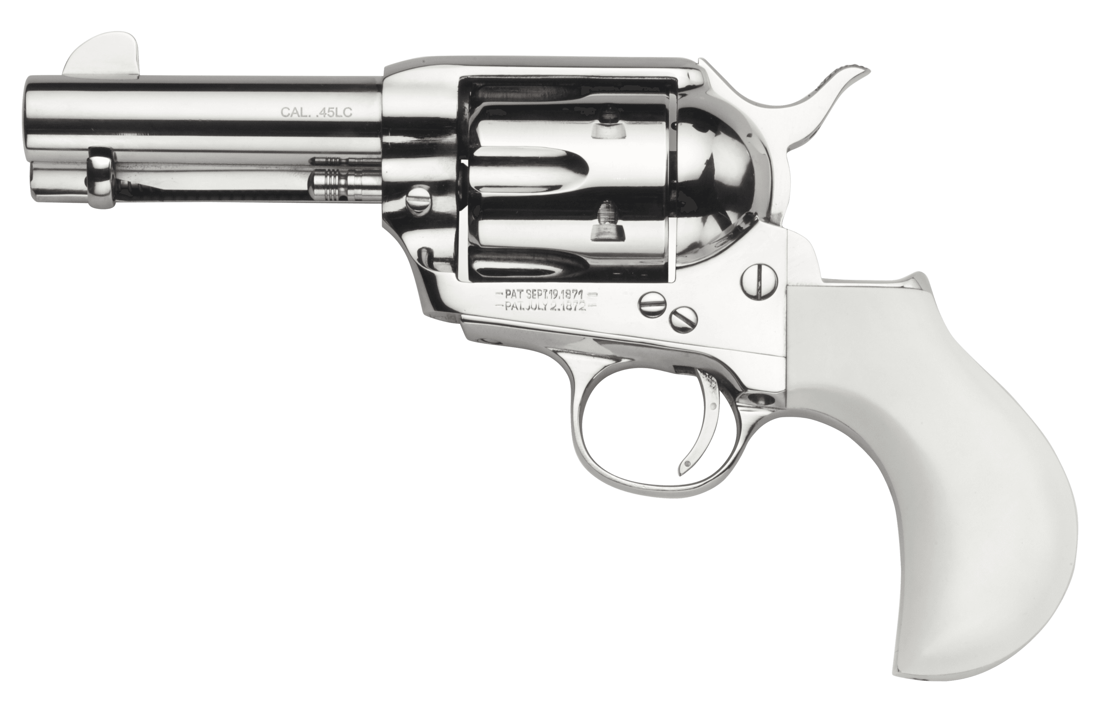 Taylors & Company 200072 1873 Cattleman 45 Colt (LC) Caliber with 3.50" Barrel, 6rd Capacity Cylinder, Overall Nickel-Plated Finish Steel  & Ivory Birdshead Synthetic Grip
