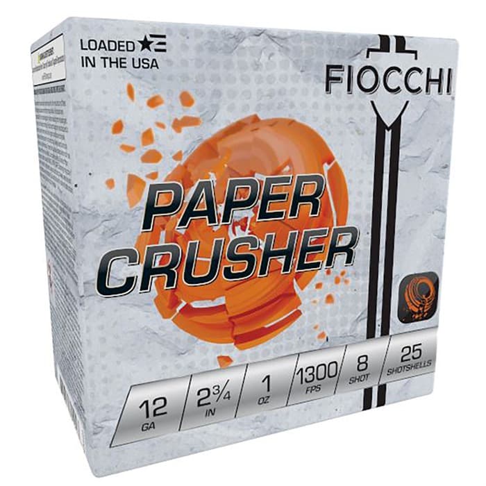 Fiocchi Paper Crusher, 12 Gauge, 1 oz #8 Shot, 25 Rounds