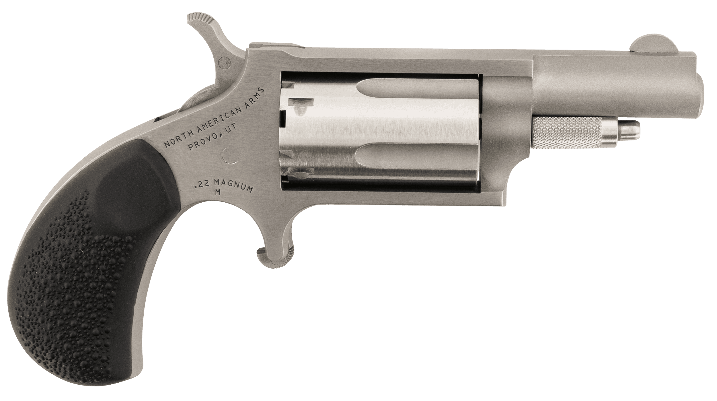 North American Arms 22MGRCHSS Mini-Revolver Carry Combo 22 WMR 5 Shot 1.63" Barrel, Stainless Steel Barrel/Cylinder/Frame, Black Rubber Grip, Includes Exclusive Holster Package