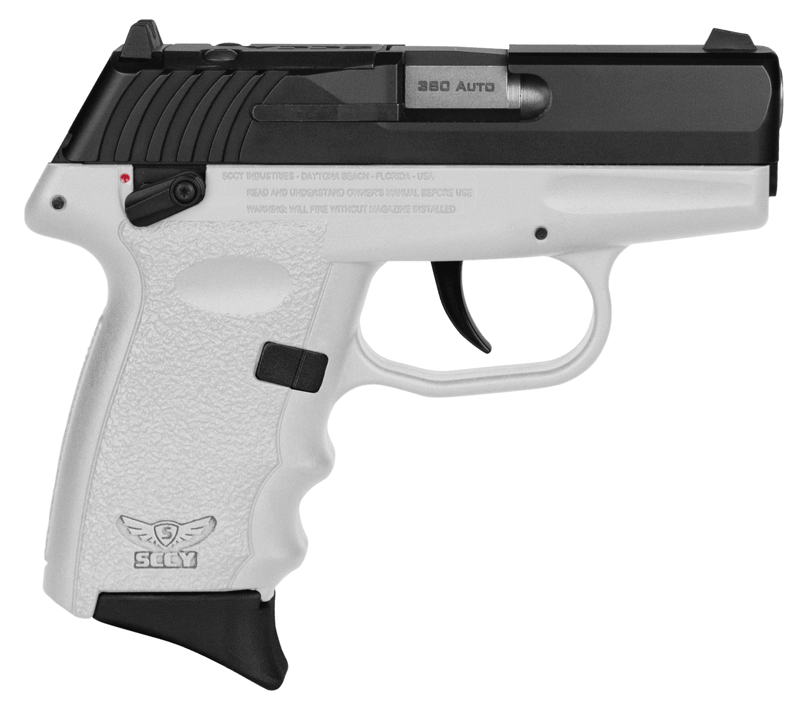 SCCY Industries CPX4CBWTRDRG3 CPX-4 RD 380 ACP 10+1 2.96" White Polymer/Serrated Black Nitride Stainless Steel Slide/Finger Grooved White Polymer Grip