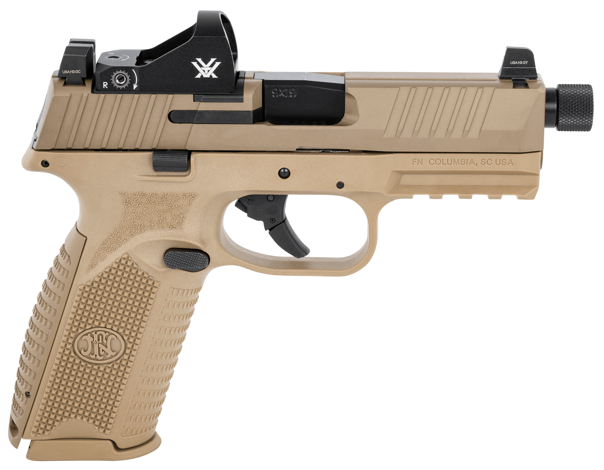 FN 509 Tactical 9mm Luger 4.5" 17+1 24+1 Flat Dark Earth Optic Cut 