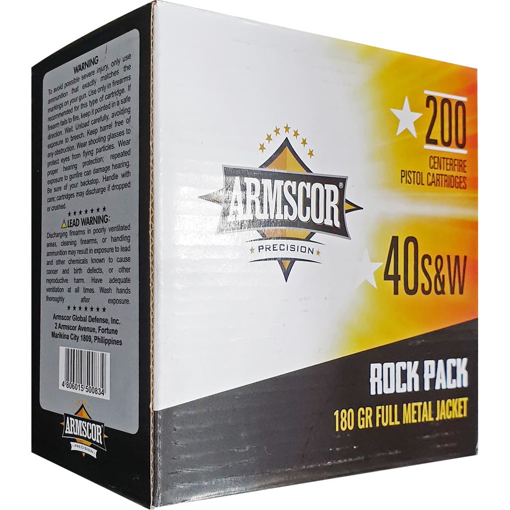 Armscor Range Rock Pack 40 S&W Full Metal Jacket 180 Grain 200 Rounds